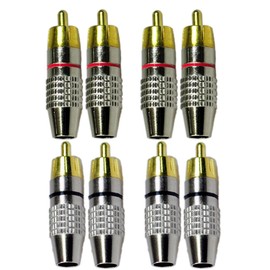 RCA Plug Solderless, Conwork 8-Pack RCA Male Plug Screws Audio Video in-Line Jack Adapter Gold Plated