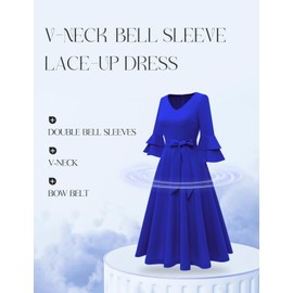 DRESSTELLS Cocktail Dresses for Women, 2025 Modest Valentines Party Vintage Dress, Fit Flare Formal Wedding Guest Long Sleeves Royal Baby Sky Blue M