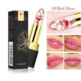 Pakivs Flower Jelly Lipstick Magic Temperature Colour Change Moisturising Lip Balm Long Lasting Nutritious Lipstick for Women and Girls (Red Rose)