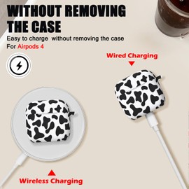 CameCosy Compatible for AirPods 4 Case for Women with Cute Cow Pattern Design, Soft TPU Shockproof Protective Skin Cover for Airpods 4td Generation with Pearl Bracelet Keychain