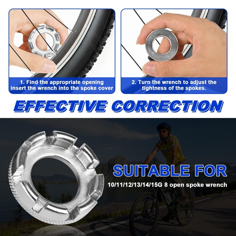 ptiysta Bicycle Spoke Wrench Tool, Hardened Steel 6-in-1 Spoke Rim