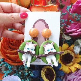 BENIFILE S925 Sterling Silver Cat Earrings, Anti Allergy Cat Earrings, Ear Studs Suitable for Sensitive Ears, Mother's Day Gift for Female Daughter Cat Lovers