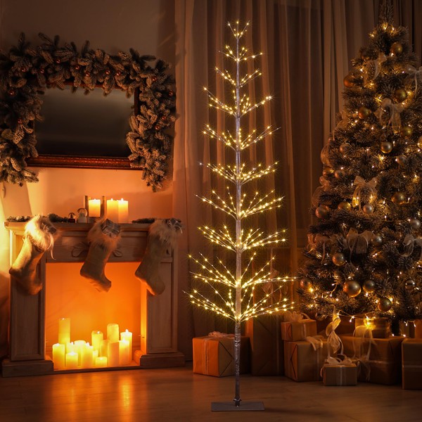 LIGHTSHARE 6FT 325L Lighted Starlit Tree, Warm White, for Home,