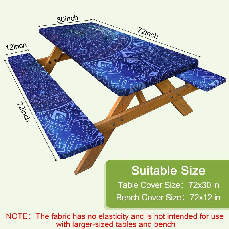 Picnic Table Cover with Bench Covers Camping Tablecloth with Storage