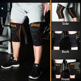 dimok Athletic Knee Brace Compression Sleeve Leg Support for Lifting Running Sport Men Women - Joint Pain Arthritis Meniscus Tear & Fast Recovery (2 Pack, L)