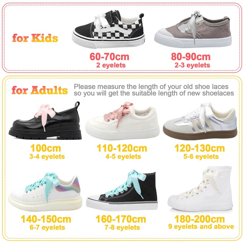 WEGOODZF Flat Satin Ribbon Shoelaces: 2cm Wide 43 inch Black