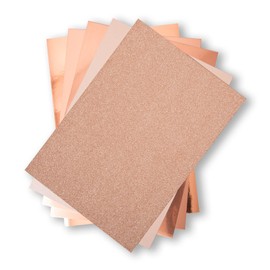 Sizzix Rose Gold Coloured Card in A4 size, 250 gsm weight, Pack of 50 Sheets, 5 Assorted Craft Card Types. Perfect for Papercrafts, Card Making and Arts and Crafts Activities