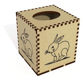 Square 'Sitting Bunny Rabbit' Wooden Tissue Box Cover (TB00058261)