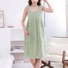 Pocket apron tank top one piece banding soft women shower gown green