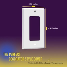 ENERLITES Decorator Light Switch or Receptacle Outlet Wall Plate, Size 1-Gang 4.50 Inches x 2.76 Inches, Unbreakable Polycarbonate Thermoplastic, 8831-W-5PCS, White (5 Pack), UL Listed