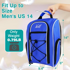 Wolt | Golf Shoe Bag for Travel- Zippered Shoes Carrier Bags with Ventilation & Double Outside Accessory Pocket for Socks, Tees, Golf Balls, etc. for women and men (Blue)