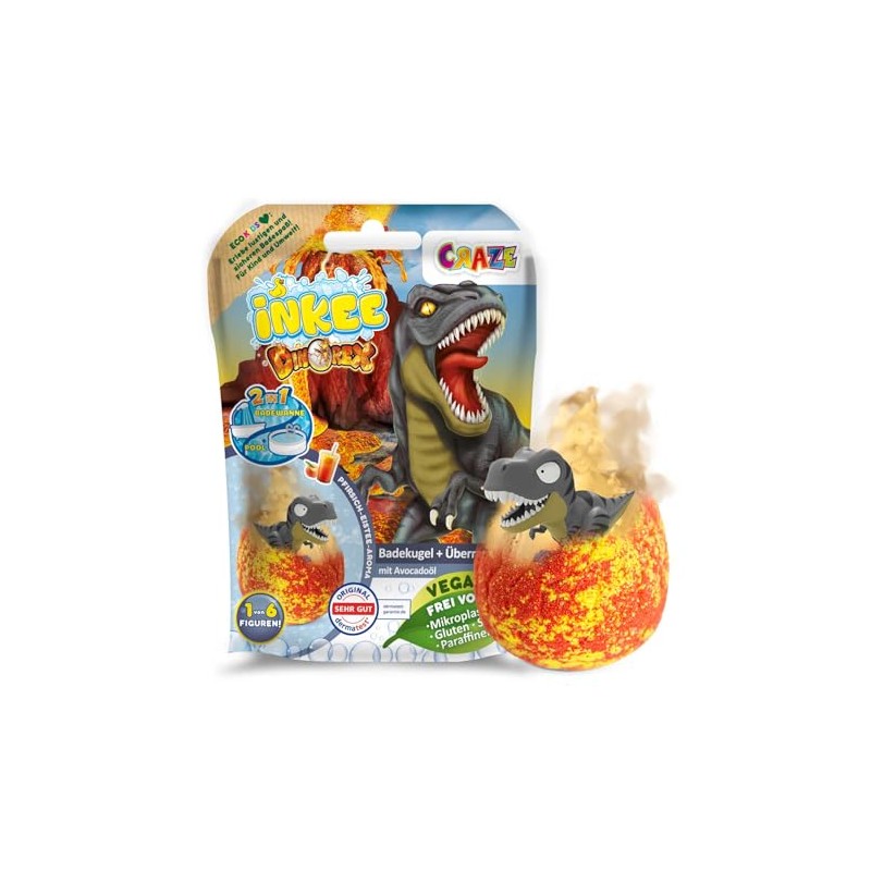 INKEE SURPRISE DINO | Badekugeln Kinder mit Überraschung , Ei-Form