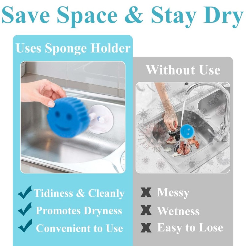 Scrub Sponge Holder Funny Smiley Face Sponge Storage Holder Suction