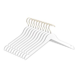 ROYAL HANGERS Luxury White Wooden Clothes Hangers with Gold Hook - Pack of 50