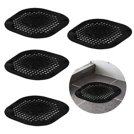 4 Pack 5.7" Flat Square Drain Cover Hair Catcher Pad, Silicone Tube Drain Hair Catcher Stopper with Sucker for Bathroom Kitchen, Rubber Bathtub Sink Strainer Plug Filter Trap Home Drain Protectors