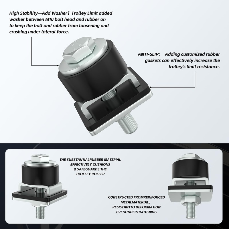 SKTREX Anti-Skid designTrolley Roller Wheels Limit Trolley Assembly Positioning for