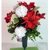 Poinsettia Cemetery Arrangement, Christmas Grave Flowers, Cemetery Flowers Christmas