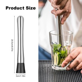 Cocktail Pestle, Stainless Steel Cocktail Muddler, Pestle for Cocktail Accessories, Cocktail Masher, Ice Crusher for Caipirinha Muddler, Kitchen, Bar, Drinks, Mojito Masher, Pack of 2