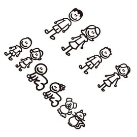 SUPVOX 10Pcs Family Car Stickers Black Pet Car Decals for Windows Bumper Easy Peel Stick Reflective Design