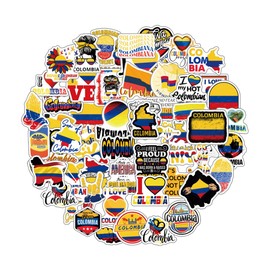 63Pcs Colombia Stickers Pack, Aesthetic Graphic Vinyl Waterproof Sticker Decals for Water Bottle,Laptop,Phone,Skateboard,Scrapbooking,Bumper Choice for Kids Teens Adults Fans for Party Supply