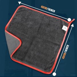 Towelogy Microfibre Shower Drying Cloths Streak Free, Super Absorbent Cleaning Cloth for Glass, Window, Kitchen, Car, Bathroom Drying Towel | 2 Pack, Large 40x40cm (Red)