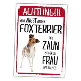 Fox Terrier Smooth Dog Sign Warning Fence Woman Saying Door Sign Dog Sign Warning Sign Fun