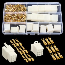 YIXISI 160 Pieces 9 Pin Automotive Electrical Cable Connector Kit, 2.8 mm Pitch Male Female Plug Housing and Pin Header Crimp Cable Clamps, for Motorcycle, Bicycle, Car, Boats