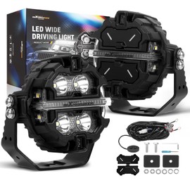 maXpeedingrods 3.5 Inch LED Off Road Lights 160W 19,200LM, Round Fog Lights with 7 RGB Colors, Side Shooter Lights 270°Wide Range, LED light Bar for SUV, Pickup, ATV, UTV, Truck, Motorcycle