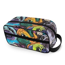 Moyyo Kawaii Pugs Animal Toiletry Bag Portable Wash Bag Travel Hanging Wash Bag Toiletry Bag Cosmetic Bag Portable Gym Camping Toiletry Bag for Women Mens Girls Kids