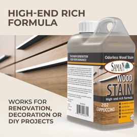 SamaN Interior Water Based Wood Stain - Natural Stain for Furniture, Moldings, Wood Paneling, Cabinets (Cappuccino TEW-202-32, 32 oz)