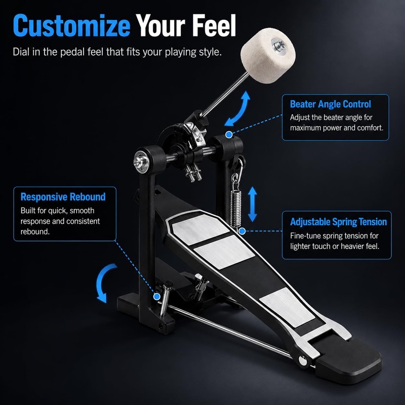 Adjustable Bass Drum Pedal — Aluminum Alloy Kick Pedal for