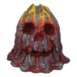 Haunted Volcano Lava Magma Fire Grinning Skull LED Night Light Lamp Figurine