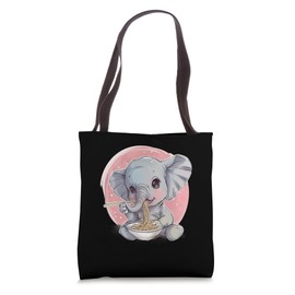 Cute Elephant Eating Ramen Noodles Anime Kawaii Ramen Lover Tote Bag