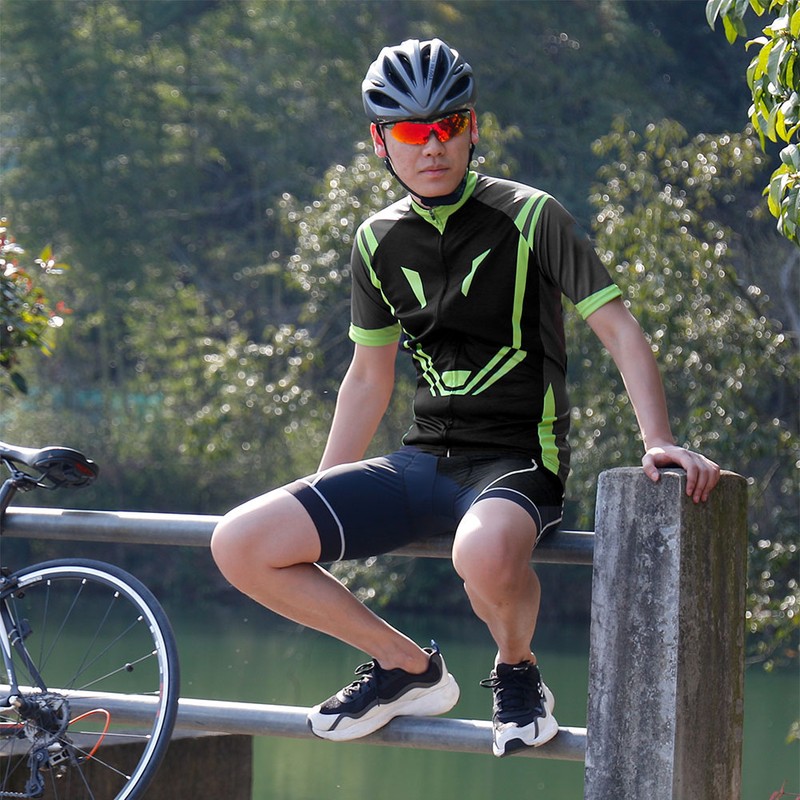 Outdoor Sports Bike Bicycle Clothing Short Sleeve Suit Green (S)