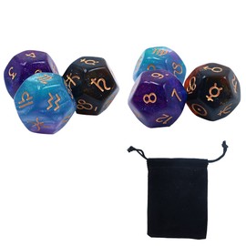DollaTek 2 Sets 6pcs Multicolor 12 Sided Resin Dice Astrology Tarot Constellation Divination