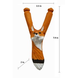 LongJT Wooden Animal Slingshot, Hand-Carved & Hand Painted (Fox)