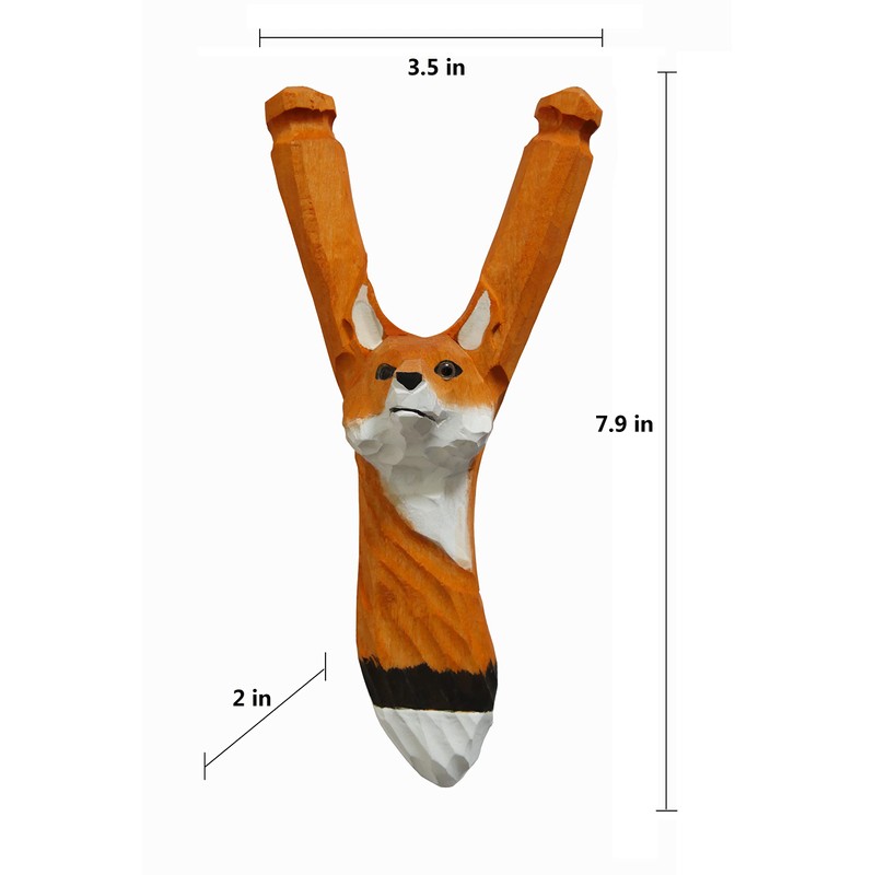 LongJT Wooden Animal Slingshot, Hand-Carved & Hand Painted (Fox)