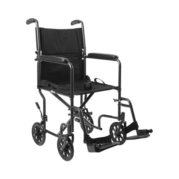 McKesson Transport Wheelchair, Lightweight, Steel, Silver Vein Finish, 250 lbs Weight Capacity, 1 Count