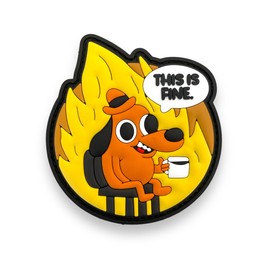This is Fine Creative Humor Meme Military Tactical Morale Patch - Funny Tactical Patches, PVC Rubber Hook & Loop Fastener, Patches for Backpacks, Military Uniforms, Jeans, Jackets, Vests, Hats & More