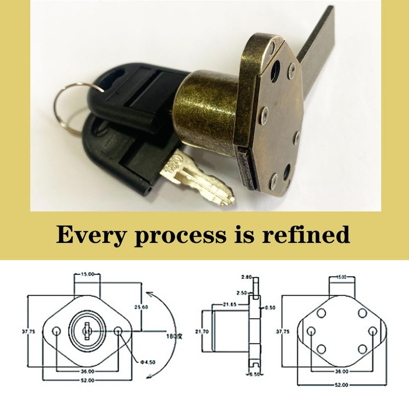 Desk Cabinet Lock, Zinc Alloy Antique Bronze Drawer Dreeser Cabinet