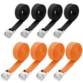 PIWOSGOL Pack of 8 short lashing straps, 1 m, 2.5 m, adjustable lashing strap, fastening strap, lashing straps with clamping lock, lashing strap for bicycle/motorcycle/luggage packages/camping, 25 mm,