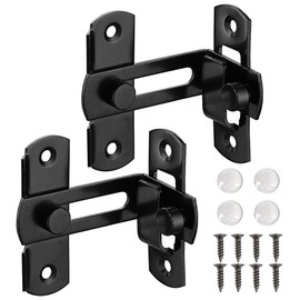 XQDWX 90 Degree Barrel Bolt Door Lock, thickened Stainless Steel Door Lock, Sliding door latch, With Bumper Pads, Black, 4 Inch, 2 Pack, 904BB-BL-2