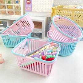 cute mini handle Plastic Basket Blue Round 3ea