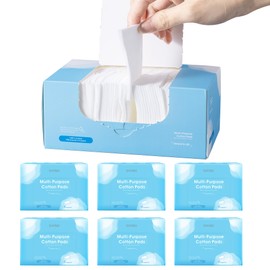 SHINO Multi-Purpose Cotton Pads for Sensitive Skin, 600 Count Hypoallergenic Make-Up Remover Pads - Personal Care Pads & Toner Mask, 4 Layers Chemical Free Biodegradable Soft Pads (6 pack)