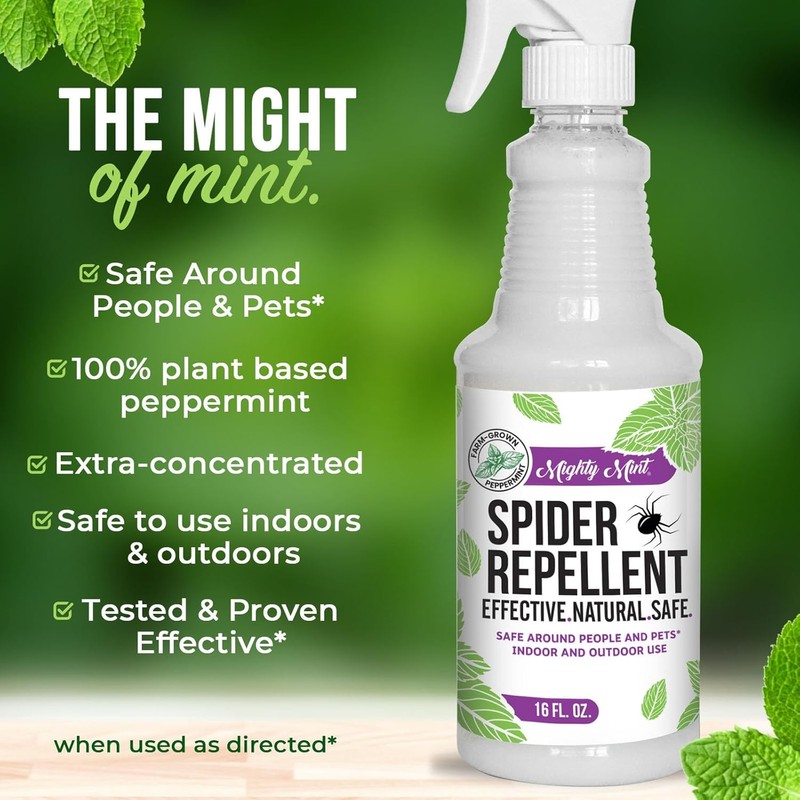 Mighty Mint Peppermint Oil Spider Repellent Spray with Microfiber Cloth