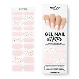 MOYOU LONDON Semi-cured Gel Nail Strips - 20 Pieces Salon Quality Manicure Gel Nail Wraps - Works with Any UV Nail Lamp Easy to Apply - Delicate Blooms
