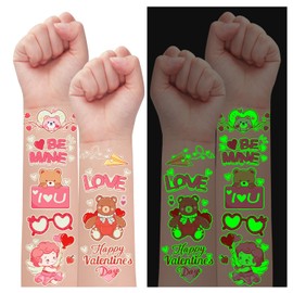 Leesgel Valentines Decorations for Kids Tattoos, 10 Sheets Luminous Valentines Temporary Tattoos Stickers, Weddings Engagement Party Bag Fillers Crafts Supplies Favours