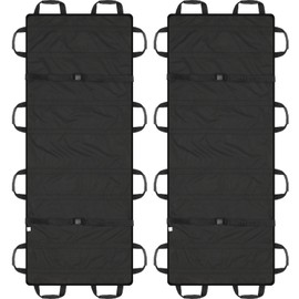Threlaco 2 Pcs 72" x 27" Portable Foldable Stretcher with 12 Rubber Foam Handles Medical Stretcher Emergency Lightweight Stretcher Patient and Animals Transport Stretcher for Rescue First Aid(Black)
