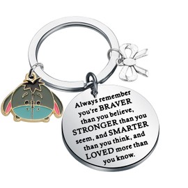 WSNANG Donkey Gifts Donkey Keychain for Donkey Lovers Gift Farm Animal Gift You Are Braver Stronger Smarter Than You Think (Donkey Always KC)