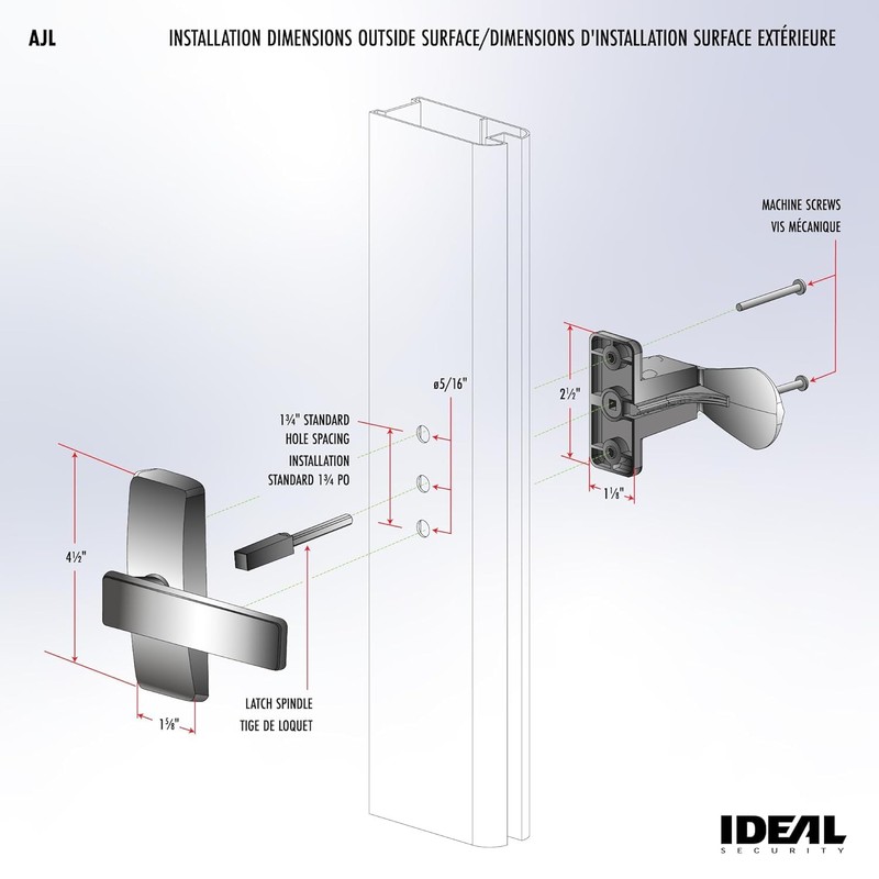 Ideal Security AJ Modern Lever Set for Storm Doors, Matte